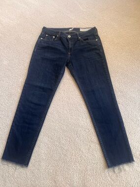 rag & bone Dark Blue Straight Leg Fray Jeans 27